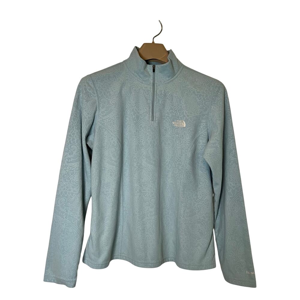 The North Face TKA 100 1/4 Zip Floral Jacket SIZE LARGE Light Blue